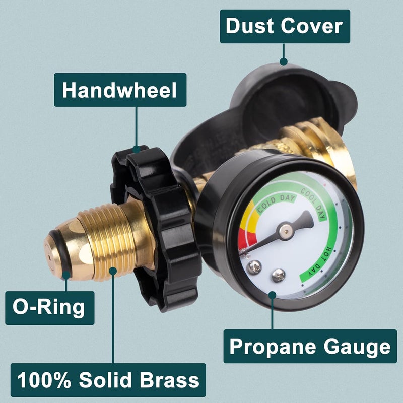 GASPRO Universal Propane Tank Gauge, Fits for 5-100lb Propane Tank Cylinder, Propane Adapter with POL Connection for RV, Camper, Gas Grill, Fire Pit, Propane Heater and More - Image 5